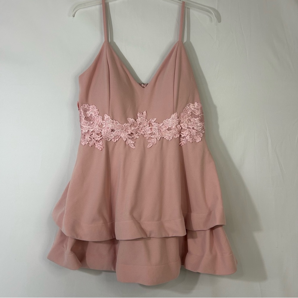 Fashion Nova Split Reaction Sleeveless Lace Accent Midi Dress - Pink - 2XL